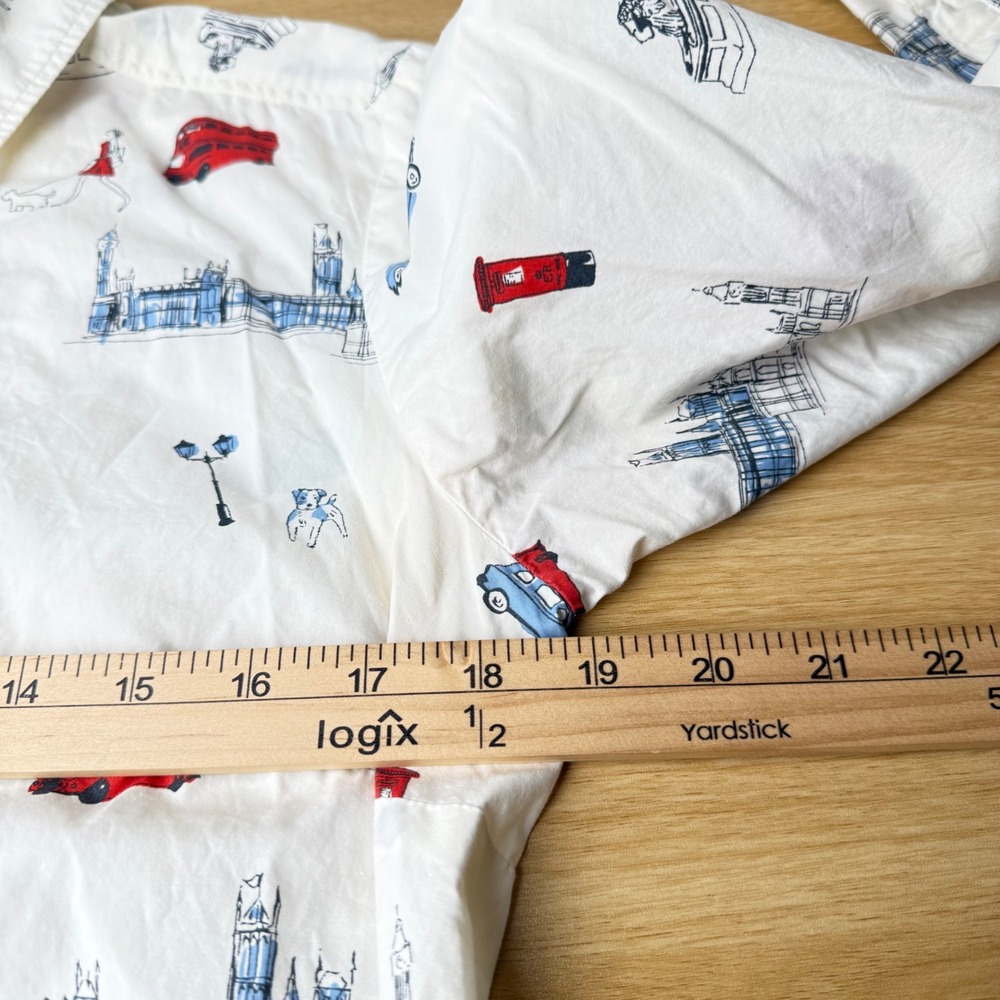 Boden White Button-Down Shirt with Red & Blue London Prints - Picture 6 of 10